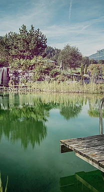 Naturbadeteich im Wellnesshotel Kitzspitz im Pillerseetal